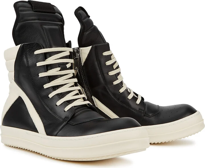 Rick Owens Geobasket Black Leather High-top Sneakers - Image 2