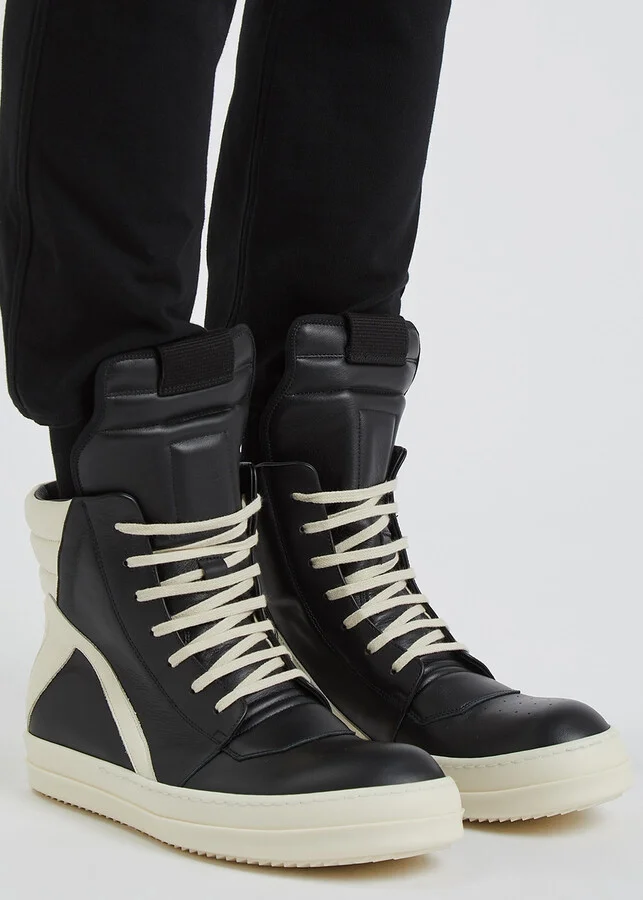 Rick Owens Geobasket Black Leather High-top Sneakers - Image 5