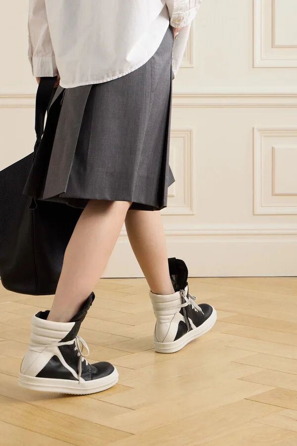 Rick Owens - Geobasket Two-tone Leather High-top Sneakers - Black - Image 2