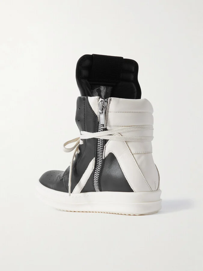 Rick Owens - Geobasket Two-tone Leather High-top Sneakers - Black - Image 3
