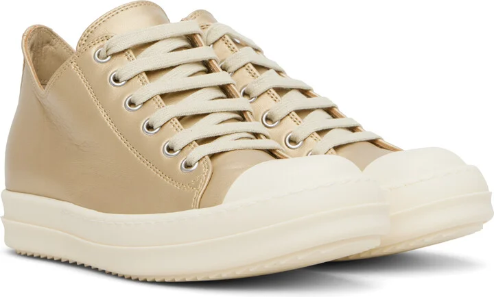 Rick Owens Gold Hollywood Low Sneaks Sneakers - Image 4