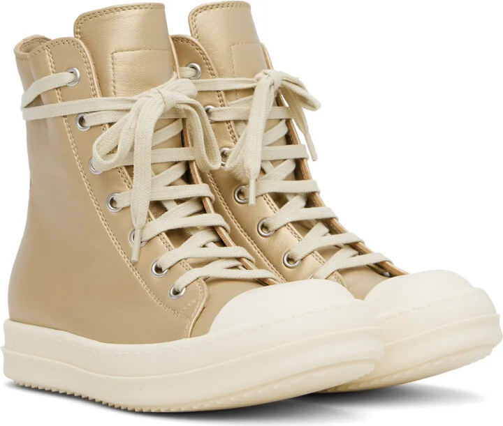Rick Owens Gold Hollywood Sneakers - Image 4