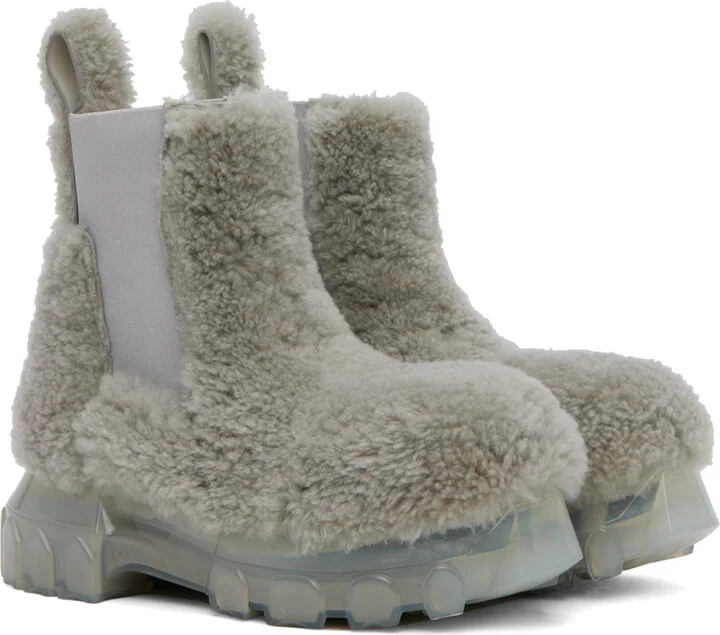 Rick Owens Gray Beatle Bozo Tractor Boots - Image 4