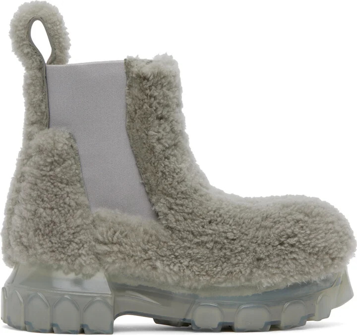 Rick Owens Gray Beatle Bozo Tractor Boots