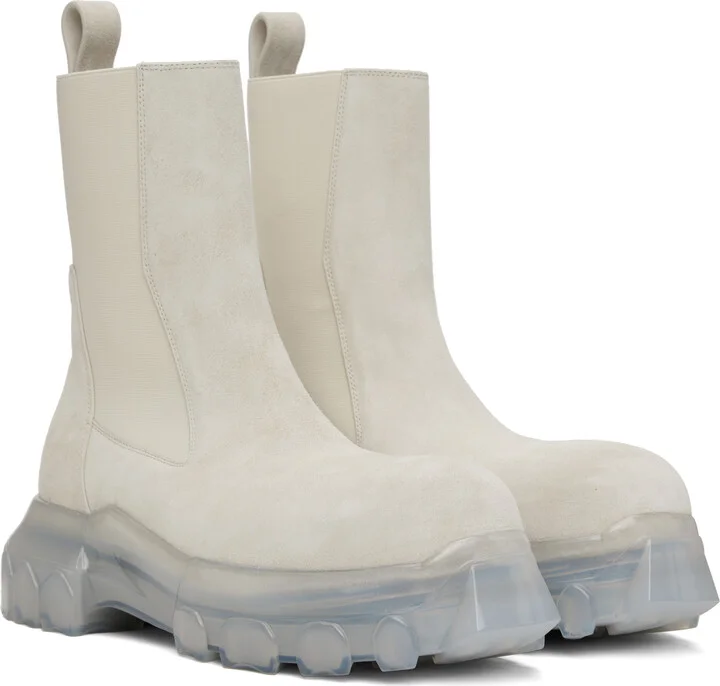Rick Owens Gray Hollywood Beatle Bozo Tractor Chelsea Boots - Image 4