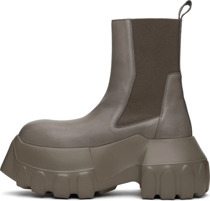 Rick Owens Gray Hollywood Beatle Mega Tractor Boots - Image 3