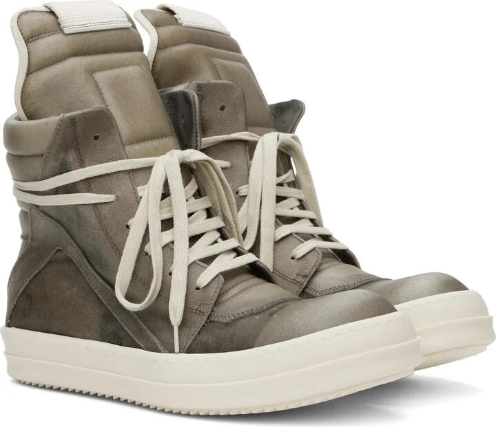 Rick Owens Gray Hollywood Geobasket Sneakers - Image 4