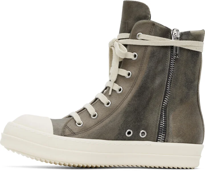 Rick Owens Gray Hollywood Leather Sneakers - Image 3