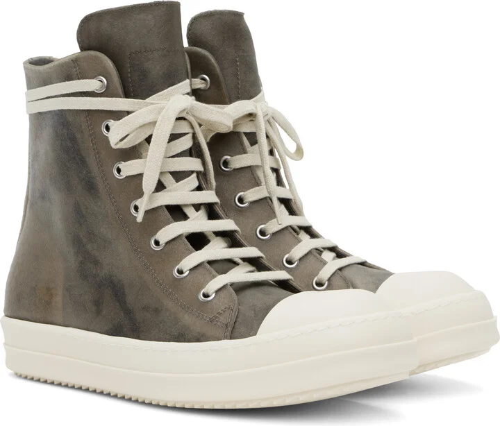 Rick Owens Gray Hollywood Leather Sneakers - Image 4