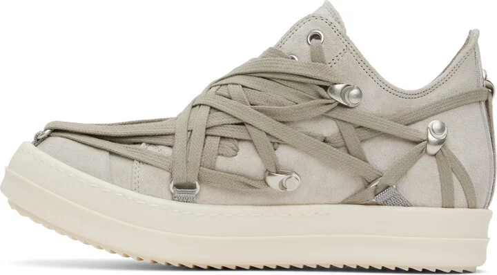 Rick Owens Gray Hollywood Megalace Low Sneaks Sneakers - Image 3
