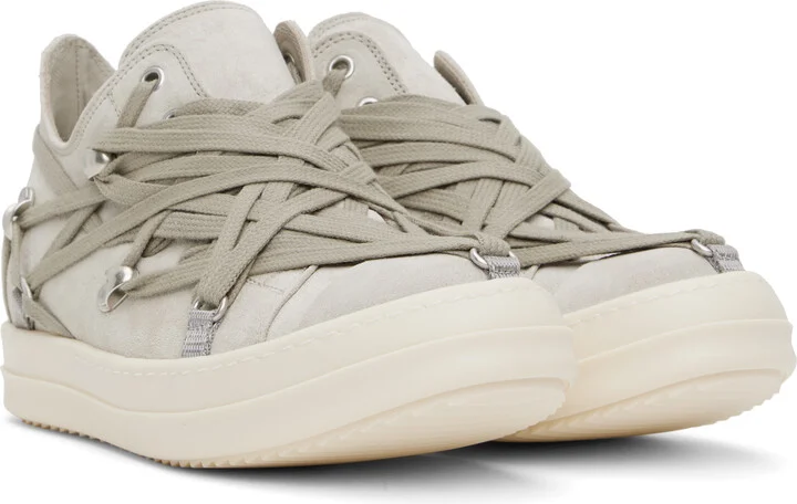 Rick Owens Gray Hollywood Megalace Low Sneaks Sneakers - Image 4