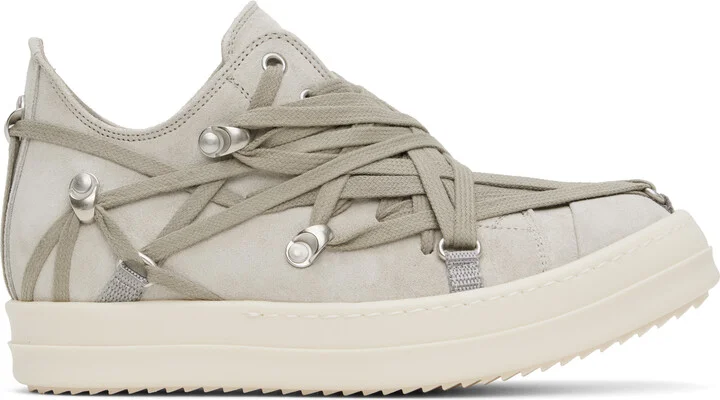 Rick Owens Gray Hollywood Megalace Low Sneaks Sneakers