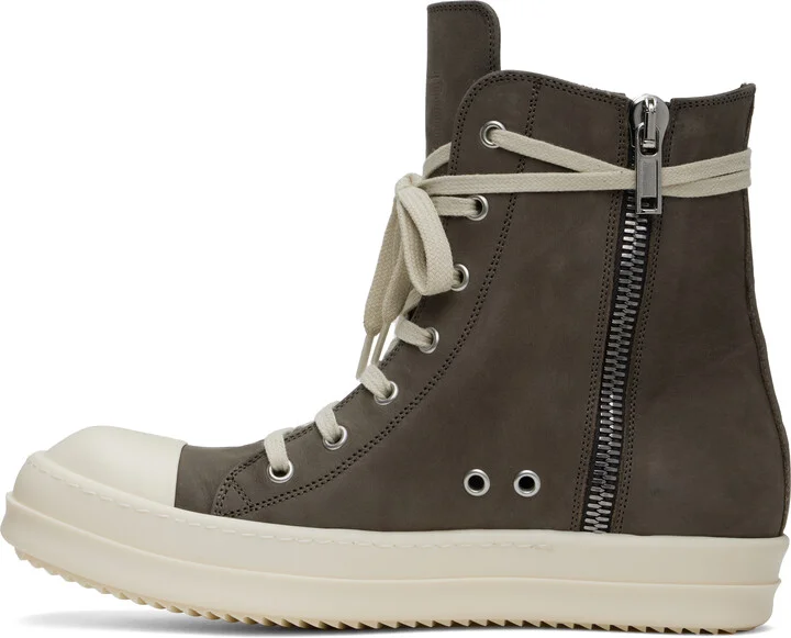 Rick Owens Gray Hollywood Nubuck Sneakers - Image 3