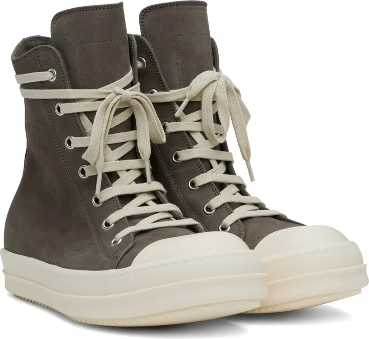 Rick Owens Gray Hollywood Nubuck Sneakers - Image 4