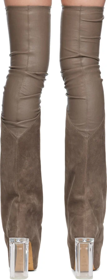 Rick Owens Gray Hollywood Taco Kiss Tall Boots - Image 2