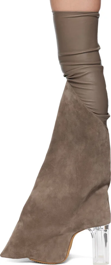 Rick Owens Gray Hollywood Taco Kiss Tall Boots - Image 3