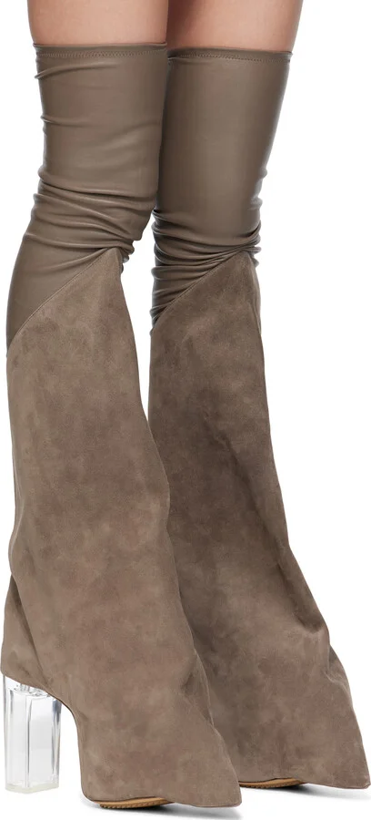 Rick Owens Gray Hollywood Taco Kiss Tall Boots - Image 4