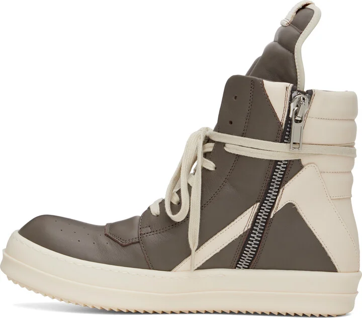 Rick Owens Gray & Off-White Hollywood Geobasket Sneakers - Image 3