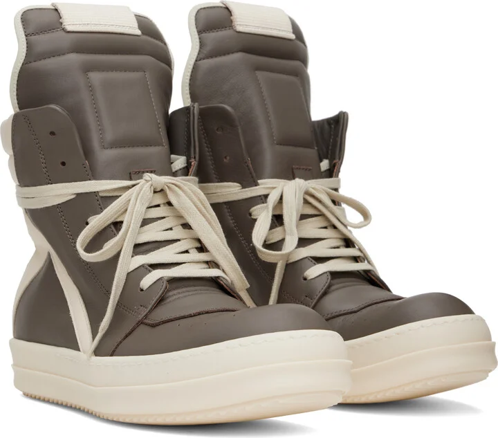 Rick Owens Gray & Off-White Hollywood Geobasket Sneakers - Image 4