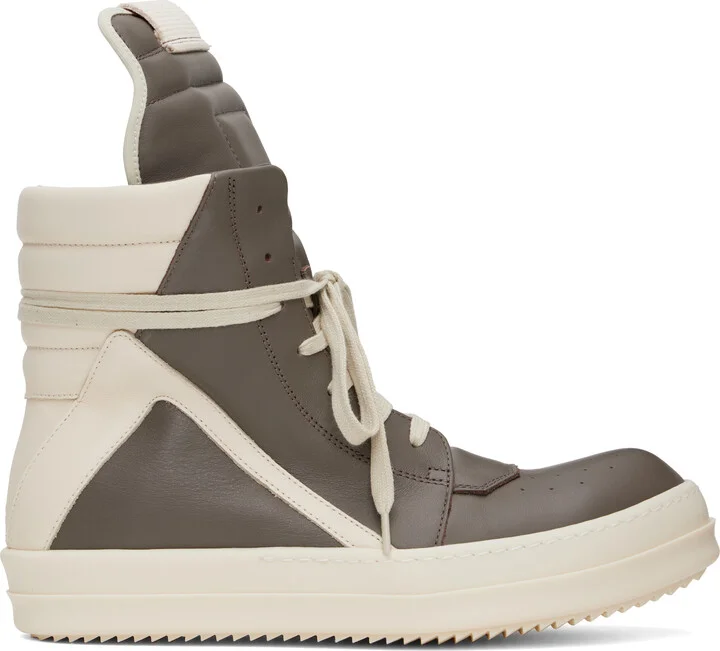 Rick Owens Gray & Off-White Hollywood Geobasket Sneakers
