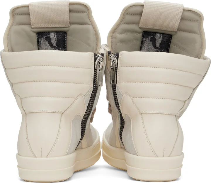 Rick Owens Gray & Off-White Hollywood Jumbolace Geobasket Sneakers - Image 2