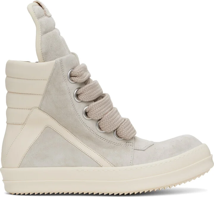 Rick Owens Gray & Off-White Hollywood Jumbolace Geobasket Sneakers