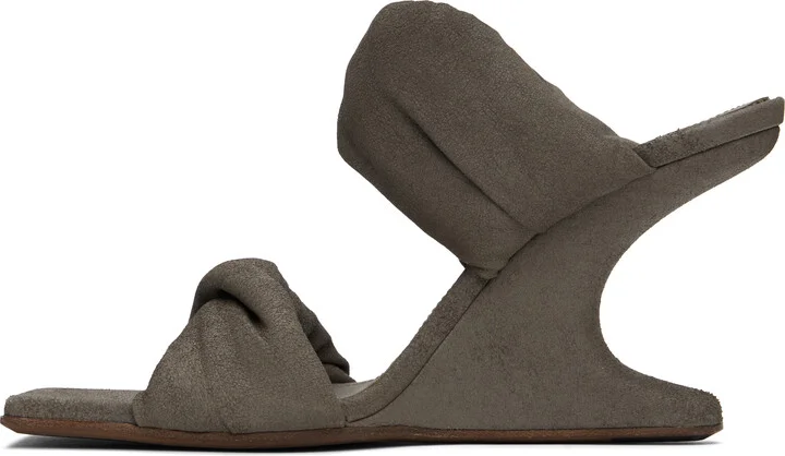 Rick Owens Gray Porterville Cantilever 8 Twisted Heeled Sandals - Image 3