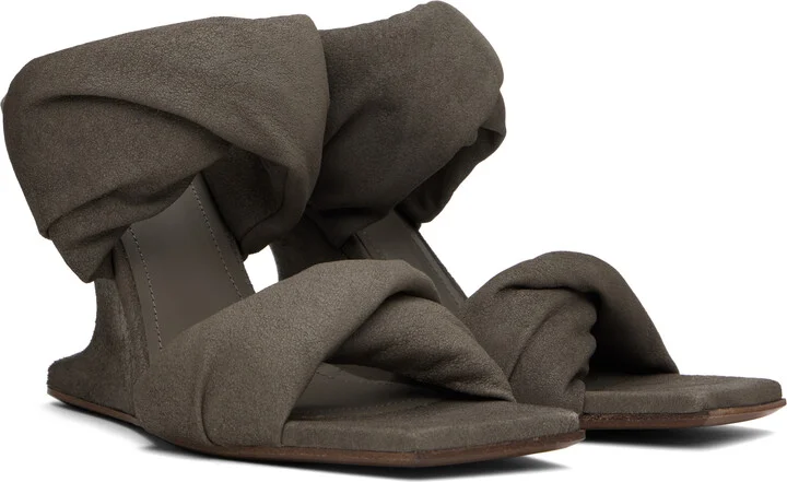 Rick Owens Gray Porterville Cantilever 8 Twisted Heeled Sandals - Image 4
