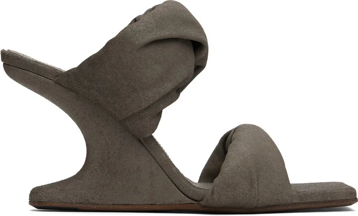 Rick Owens Gray Porterville Cantilever 8 Twisted Heeled Sandals