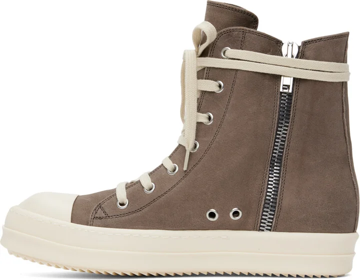 Rick Owens Gray Waxy Nubuck Sneakers - Image 3