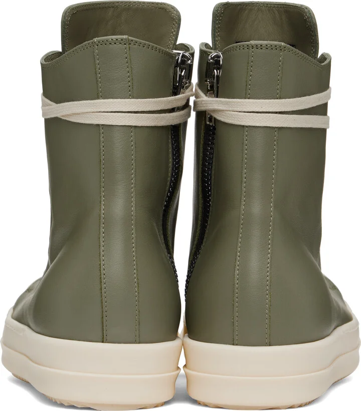 Rick Owens Green Hollywood Calf Leather Sneakers - Image 2