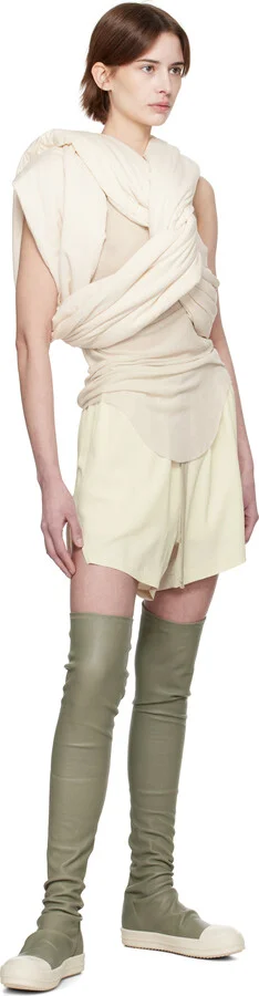 Rick Owens Green Hollywood Knee High Stocking Sneaks Tall Boots - Image 5