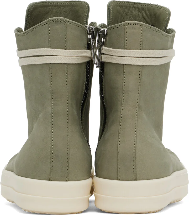 Rick Owens Green Hollywood Nubuck Sneakers - Image 2
