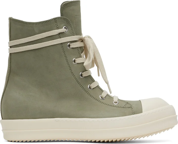 Rick Owens Green Hollywood Nubuck Sneakers
