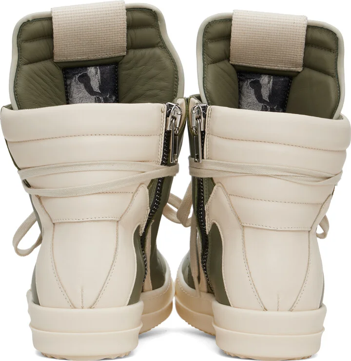 Rick Owens Green & Off-White Hollywood Geobasket Sneakers - Image 2