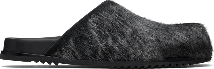Rick Owens Gunmetal Hollywood Granola Mules