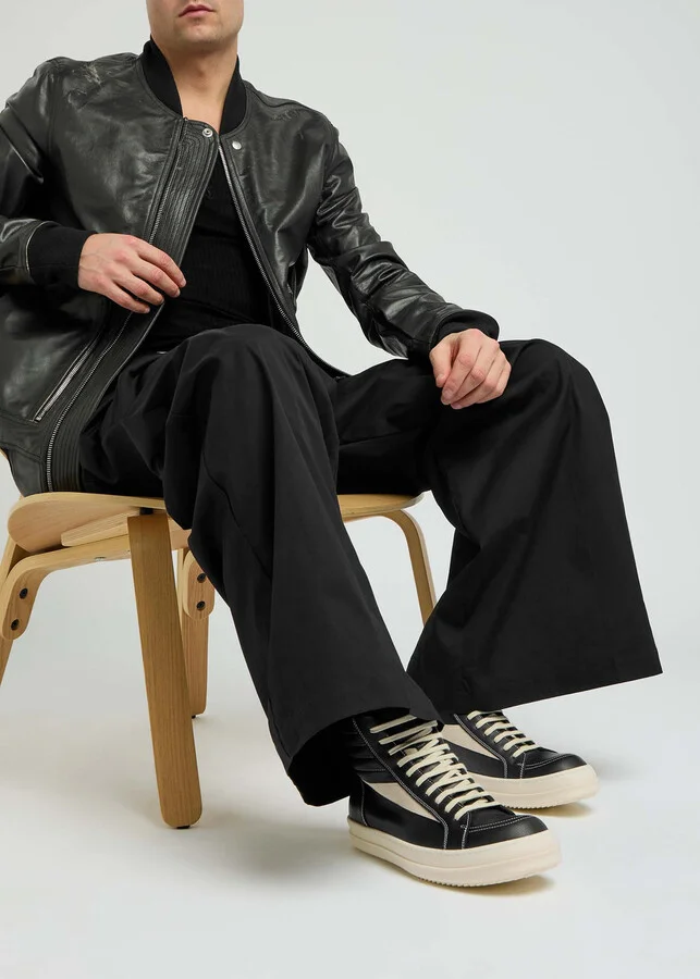 Rick Owens Hollywood Vintage Panelled Leather Hi-top Sneakers - Image 5