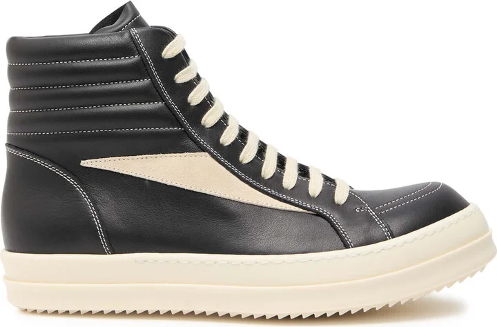Rick Owens Hollywood Vintage Panelled Leather Hi-top Sneakers