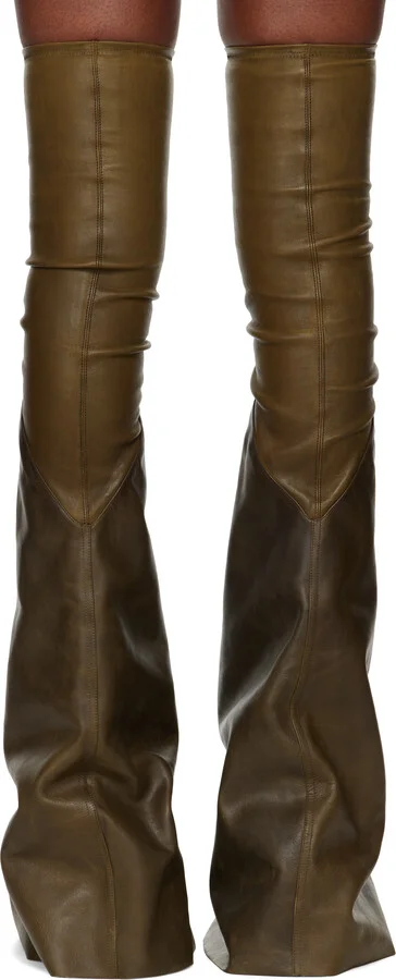 Rick Owens Khaki Cargoflares Tall Boots - Image 2