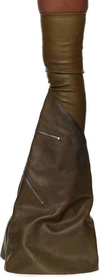 Rick Owens Khaki Cargoflares Tall Boots - Image 3