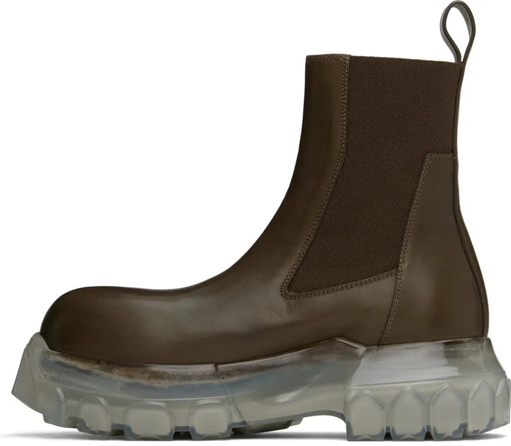Rick Owens Khaki Porterville Beatle Bozo Tractor Chelsea Boots - Image 3