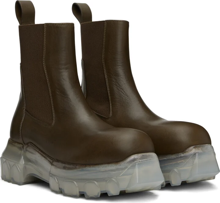 Rick Owens Khaki Porterville Beatle Bozo Tractor Chelsea Boots - Image 4