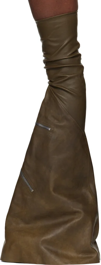 Rick Owens Khaki Porterville Cargowedge Boots - Image 3