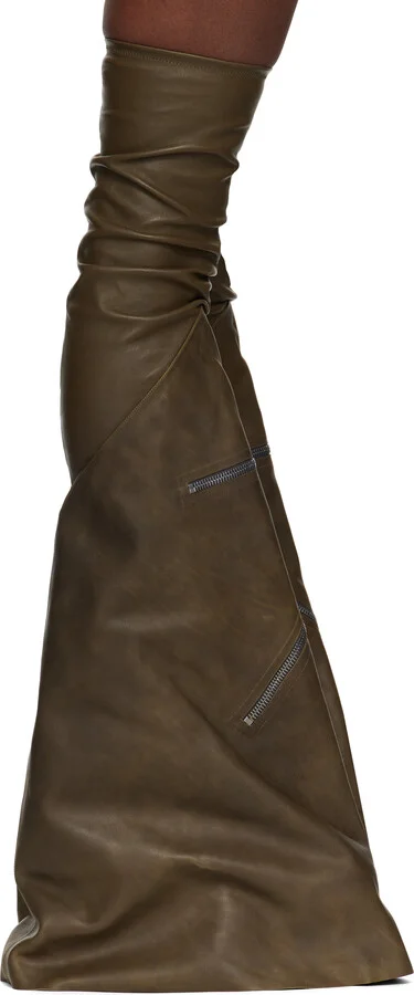 Rick Owens Khaki Porterville Cargowedge Boots