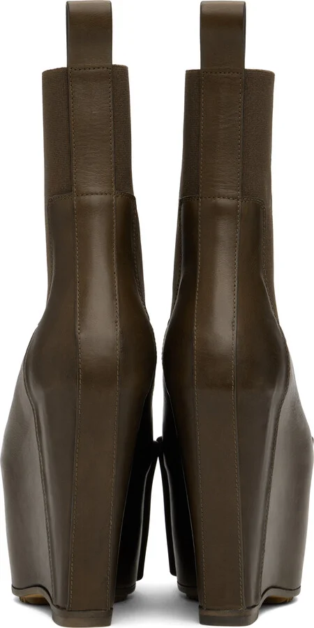 Rick Owens Khaki Porterville Grilled Wedge Beatle Chelsea Boots - Image 2