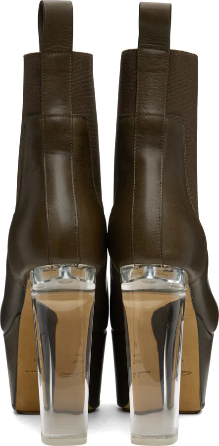 Rick Owens Khaki Porterville Minimal Grill Beatle 65 Chelsea Boots - Image 2