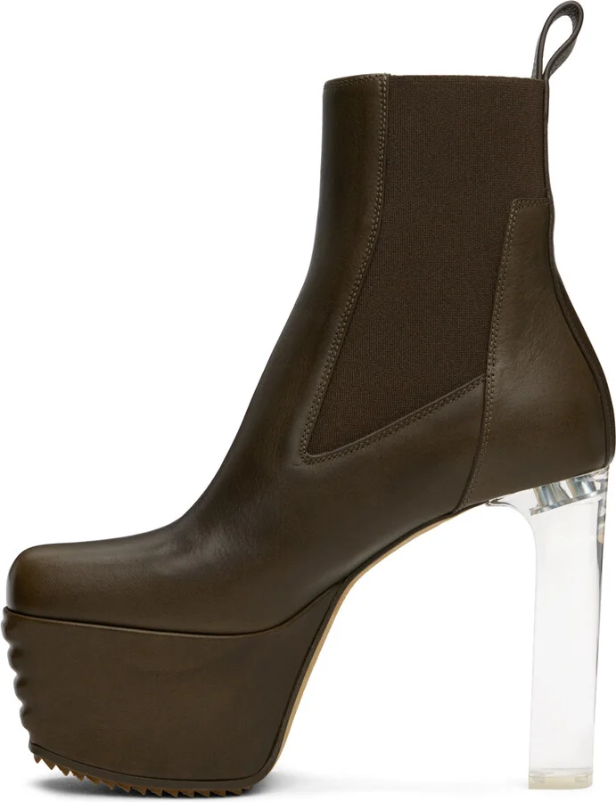 Rick Owens Khaki Porterville Minimal Grill Beatle 65 Chelsea Boots - Image 3