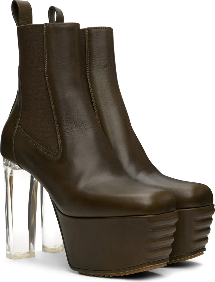 Rick Owens Khaki Porterville Minimal Grill Beatle 65 Chelsea Boots - Image 4