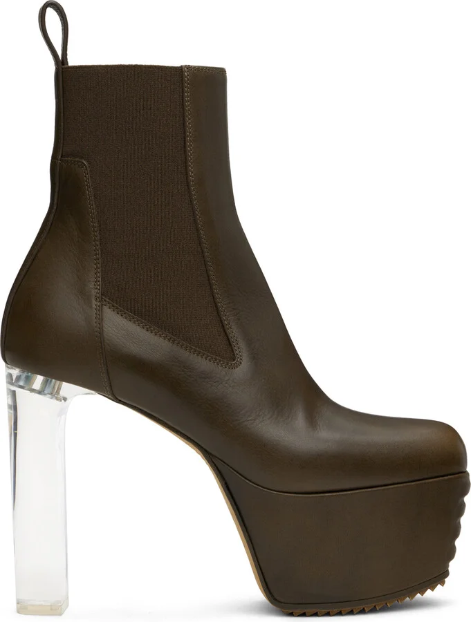 Rick Owens Khaki Porterville Minimal Grill Beatle 65 Chelsea Boots