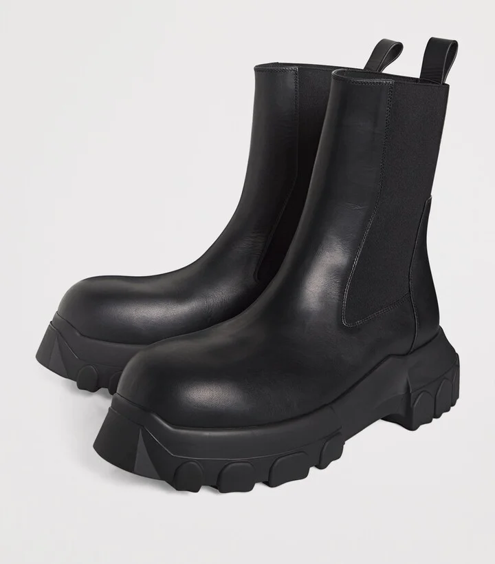 Rick Owens Leather Beatle Bozo Tractor Boots - Image 3
